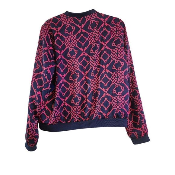 Le Tigre NWT lightweight bomber zip front jacket navy and pink key  print size L - Picture 3 of 7